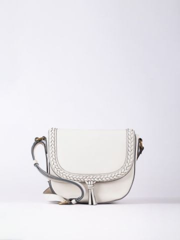 Lakeland Leather Tarnbeck Leather Braid Saddle Bag in Pebble