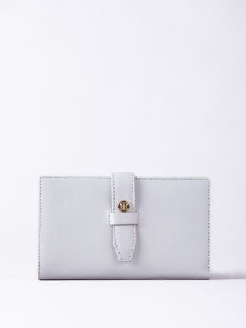 Lakeland Leather Icon Stud Large Leather Tab Purse in Marble Grey
