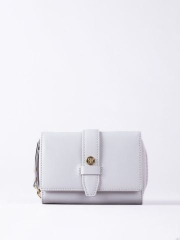 Lakeland Leather Icon Stud Medium Leather Tab Purse in Marble Grey
