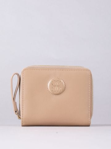 Lakeland Leather Icon Embossed Small Leather Zip Purse in Camel