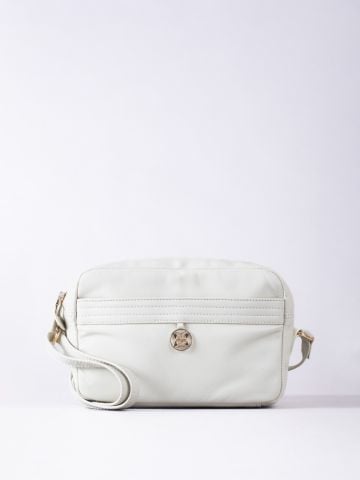 Lakeland Leather Cartmel Boxy Leather Cross Body Bag in Off White