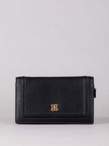 Lakeland Leather Icon Medium Leather Flapover Purse in Black