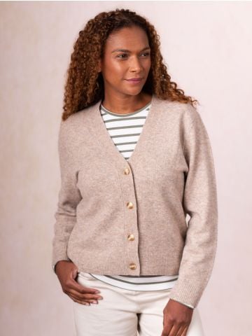Lakeland Leather Juniper Wool Blend Cardigan in Oatmeal