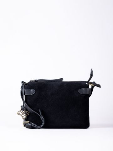 Lakeland Leather Bridge Leather Twin Pouch Cross Body Bag in Black