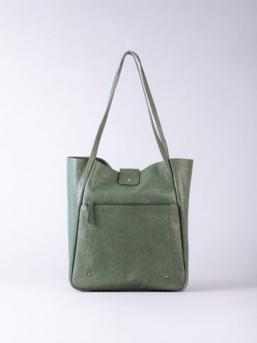 Lakeland Leather Harstone Leather Slouch Tote Bag in Green