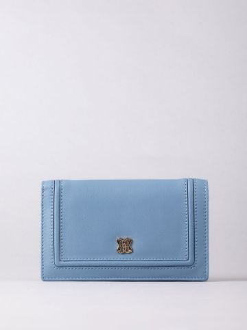 Lakeland Leather Icon Medium Leather Flapover Purse in Sky Blue