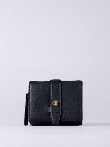 Lakeland Leather Icon Stud Mini Leather Flapover Tab Purse in Black