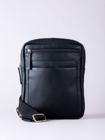 Lakeland Leather Explorer Leather Messenger Bag in Black