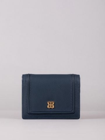 Lakeland Leather Icon Small Leather Flapover Purse in Navy