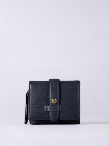 Lakeland Leather Icon Stud Mini Leather Flapover Tab Purse in Navy
