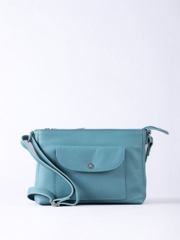 Tarnly Leather Cross Body Bag in Mineral Blue