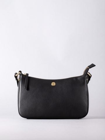 Lakeland Leather Tarnbeck Curved Leather Cross Body Bag in Black
