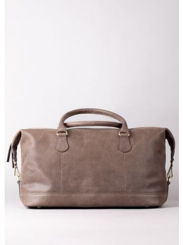 Hutton Medium Leather Holdall in Chocolate Brown