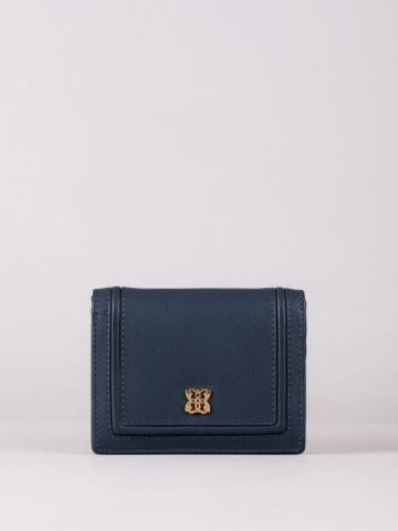 Lakeland Leather Icon Small Leather Flapover Purse in Navy