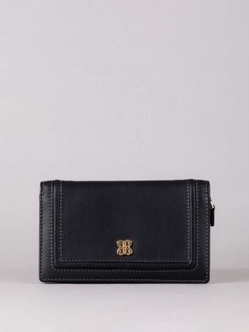 Lakeland Leather Icon Medium Leather Flapover Purse in Black
