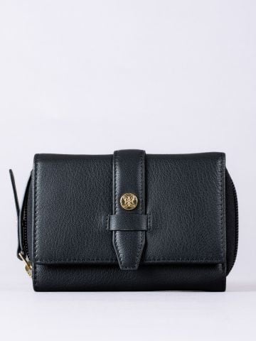 Lakeland Leather Icon Stud Medium Leather Tab Purse in Black