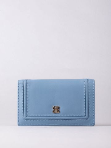 Lakeland Leather Icon Medium Leather Flapover Purse in Sky Blue