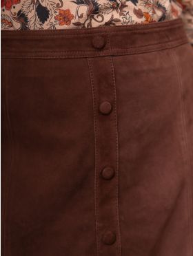 Suede A-Line Mini Skirt in Chocolate Brown