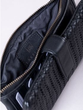 Wreay Large Leather Tab Purse in Black