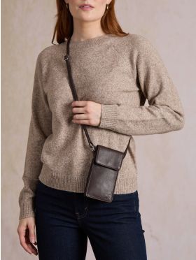 Bowness Leather Cross Body Phone Pouch in Brown