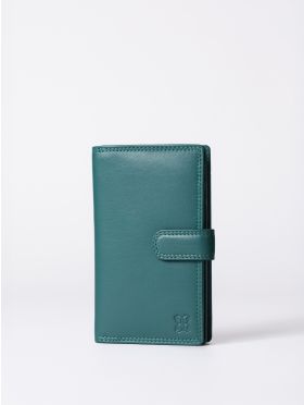 Medium Leather Tab Purse in Teal Green