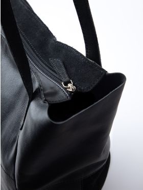 Tarn Hows Leather and Suede Tote Bag in Black