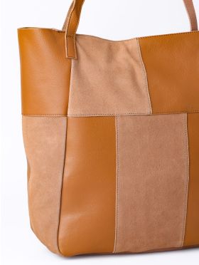 Tarn Hows Leather and Suede Tote Bag in Tan