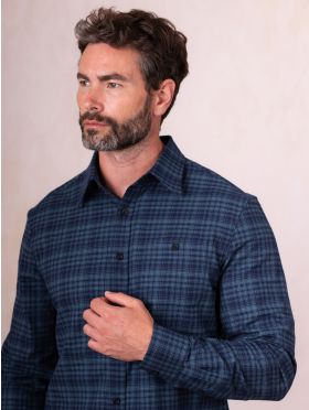 Keswick Cotton Checked Shirt in Blue