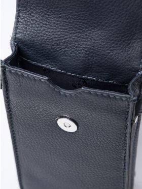 Bowness Leather Cross Body Phone Pouch in Navy