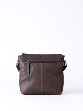 Hartsop Flapover Leather Cross Body Bag in Brown and Green