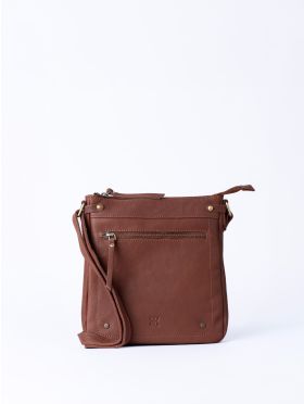 Harstone Large Leather Cross Body Bag in Tan