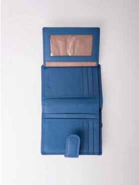 Small Leather Tab Purse in Blue