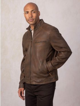 Crookshaw Leather Jacket in Brown