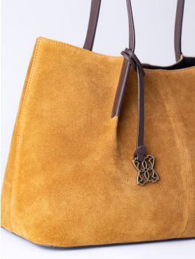 Mirehouse Suede Tote Bag in Cognac