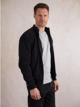 Dalston Suede Bomber Jacket in Navy