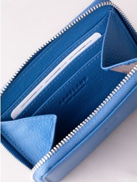 Small Leather Zip Purse in Blue