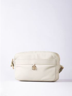 Cartmel Boxy Leather Cross Body Bag in Off White