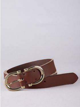 Bowness Leather Dual Buckle Belt in Tan