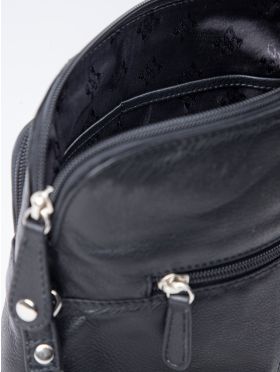 Raven Leather Cross Body Bag in Black