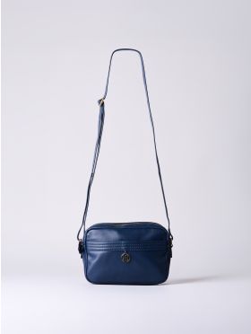 Cartmel Boxy Leather Cross Body Bag in Navy