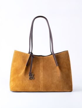 Mirehouse Suede Tote Bag in Cognac