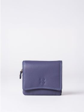 Small Leather Flapover Purse in Purple