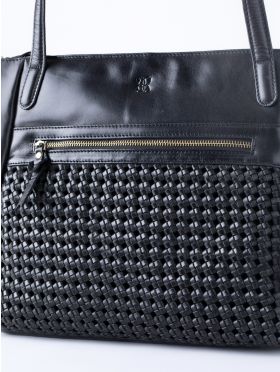 Waverton Woven Leather Tote Bag in Black
