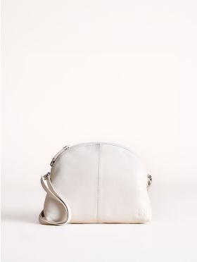 Elterwater Curved Leather Cross Body Bag in White