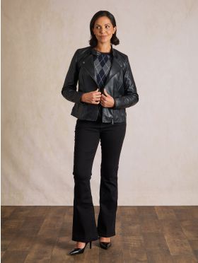 Tarn Leather Biker Jacket in Black