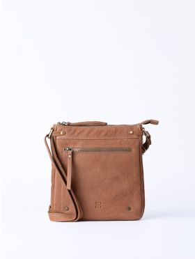 Harstone Large Leather Cross Body Bag in Taupe