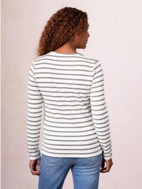 Everly Striped Top in Khaki
