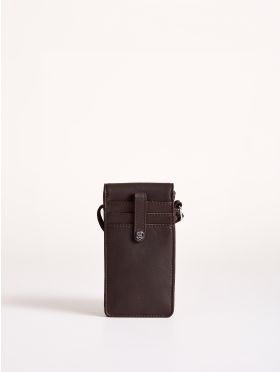 Bowness Leather Cross Body Phone Pouch in Brown