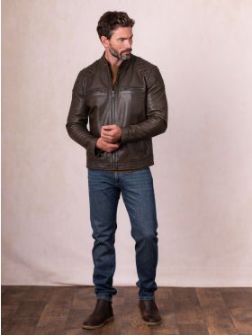 Stonecroft Leather Jacket in Olive
