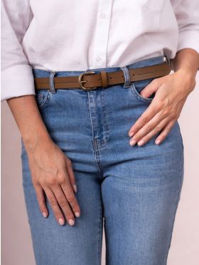 Kendal Leather Belt in Khaki Brown